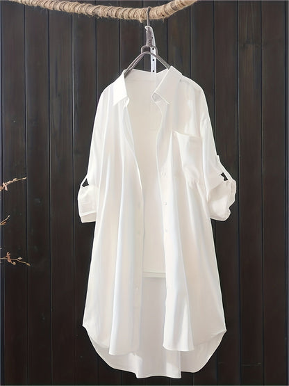 Damen Oversize Hemdblusenkleid mit lässigem Layer-Look – Ideal für Alltag und Büro