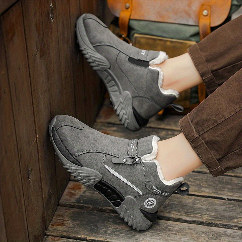 Unisex Winterstiefel gefüttert mit Reißverschluss, rutschfeste Sohle, Warmhaltende Schneeschuhe