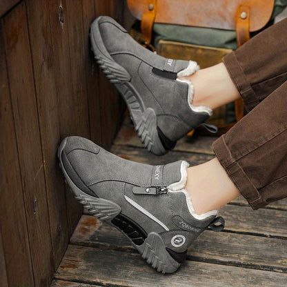 Unisex Winterstiefel gefüttert mit Reißverschluss, rutschfeste Sohle, Warmhaltende Schneeschuhe