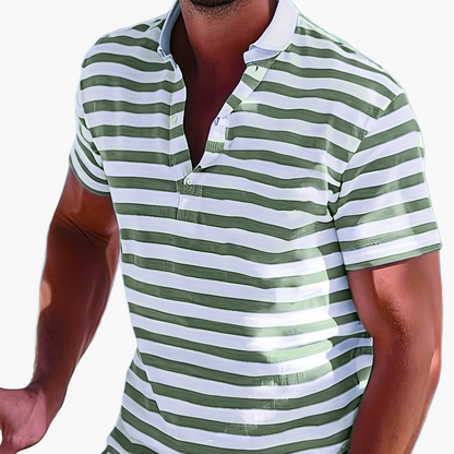 Herren Poloshirt im maritimen Streifen-Look für Freizeit und Segeln – Sommer Casual Polo