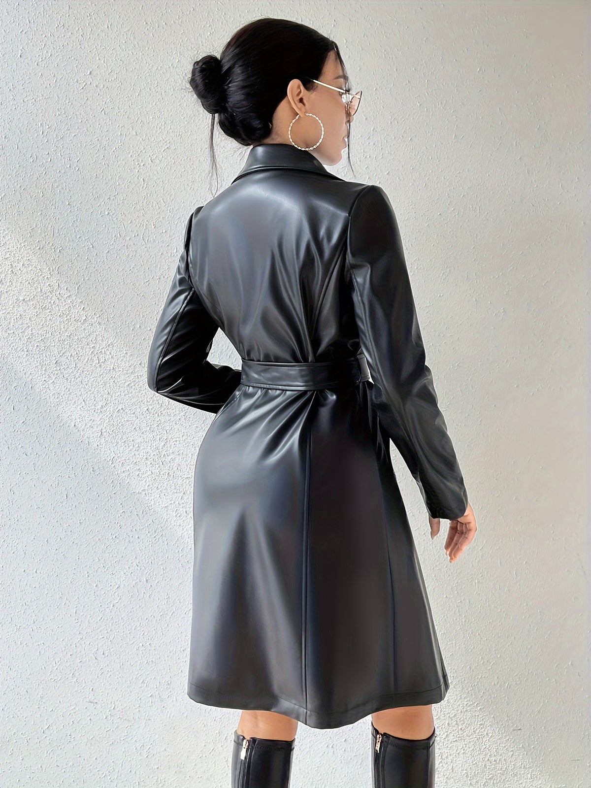 Damen Trenchcoat mit Bindegürtel, Kragen und langen Ärmeln