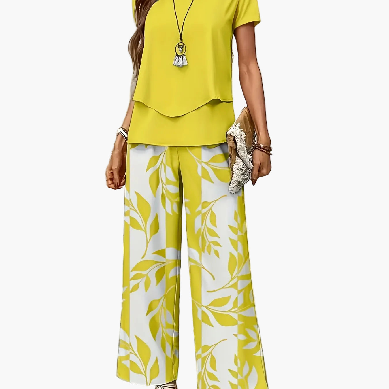 Damen Sommer Set Elegant Zweiteiler mit Weiten Hosen und Kurzarmshirt – Perfekt für Freizeit und Urlaub