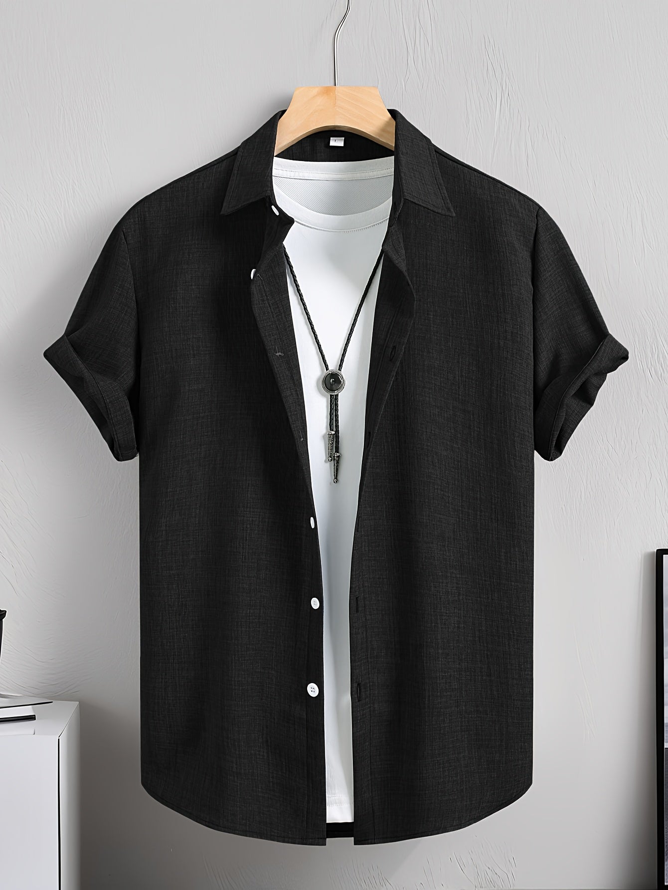 Herren Casual Kurzarm Hemd mit T-Shirt Layering Look – Stylisches Sommer Freizeithemd
