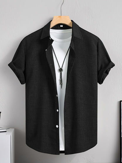 Herren Casual Kurzarm Hemd mit T-Shirt Layering Look – Stylisches Sommer Freizeithemd
