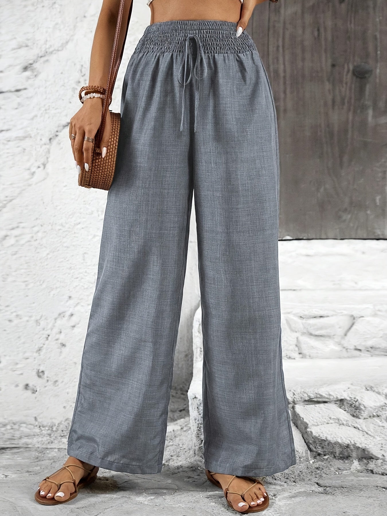 Damen Weite Freizeithose mit Elastikbund – Eleganter Stil für Alltag und Urlaub