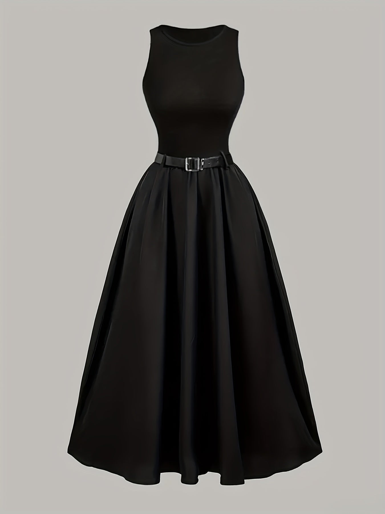 Damen Elegantes Abendkleid mit Gürtel – Ärmellos, Ballkleid-Stil, Perfekt für Feste & Anlässe