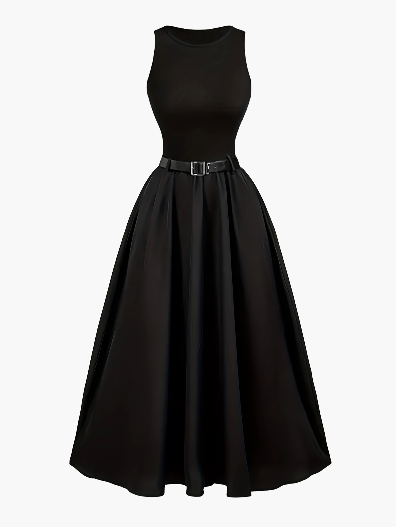Damen Elegantes Abendkleid mit Gürtel – Ärmellos, Ballkleid-Stil, Perfekt für Feste & Anlässe