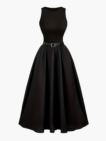 Damen Elegantes Abendkleid mit Gürtel – Ärmellos, Ballkleid-Stil, Perfekt für Feste & Anlässe