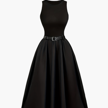 Damen Elegantes Abendkleid mit Gürtel – Ärmellos, Ballkleid-Stil, Perfekt für Feste & Anlässe