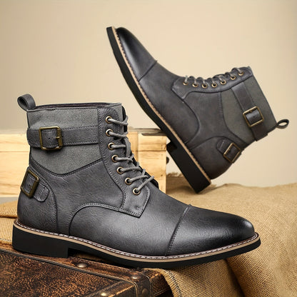 Herren Schnürstiefel Hoher Schaft mit Schnallenakzent Cap-Toe