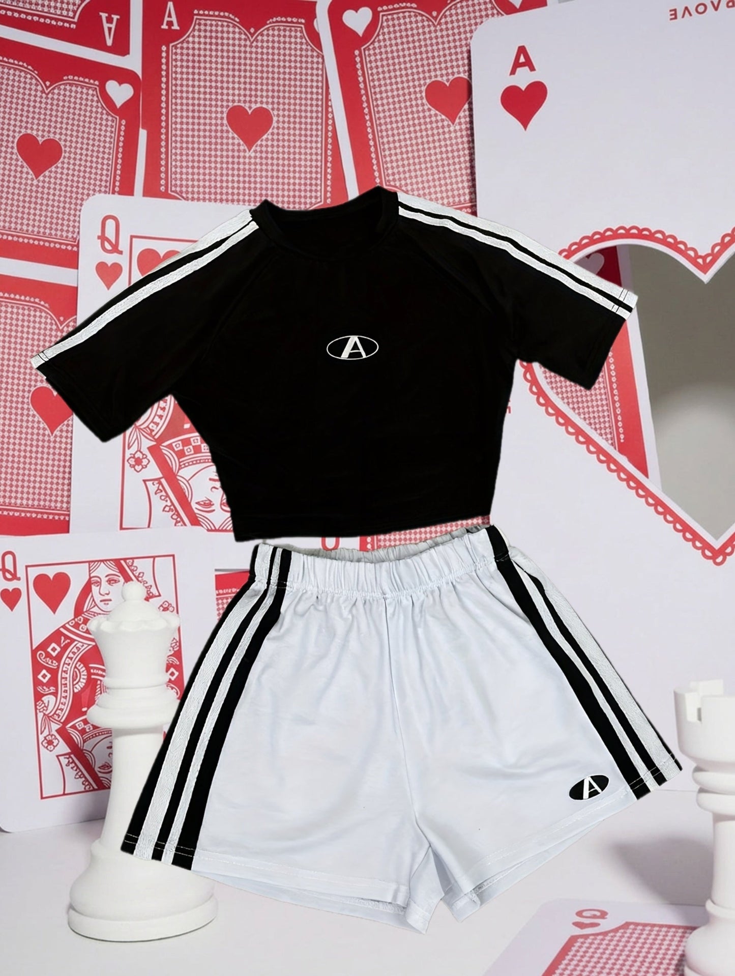 Damen Sport-Set Zweiteiler Crop Top und Shorts – Athleisure Outfit für Fitness, Training und Freizeit