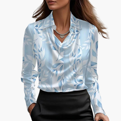 Damen Bluse mit elegantem Wasserfallkragen – Business & Freizeit, zeitloser Stil