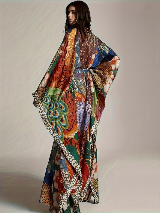 Damen Luxus Kaftan Kimono Maxilänge – Extravaganter Boho Stil für Resort & Abend