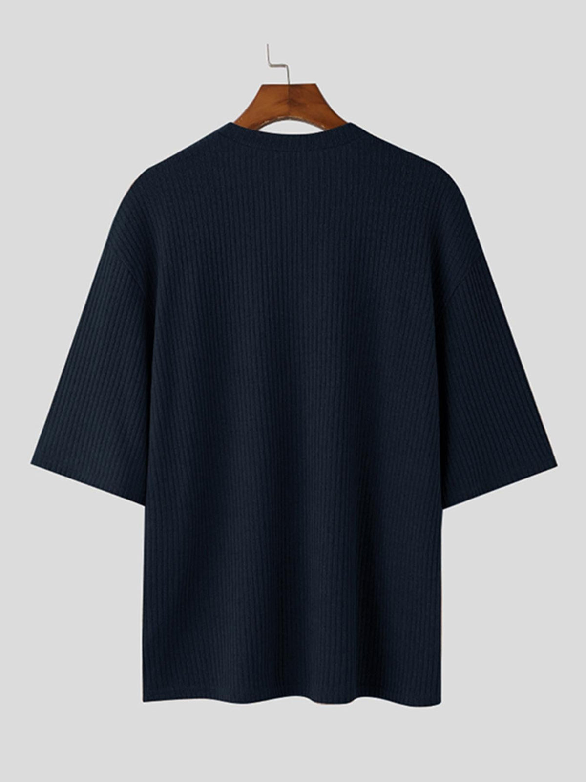 Herren Strickpullover V-Ausschnitt Kurzarm Rippstrick Lässig