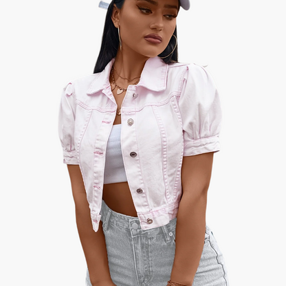 Damen Kurzarm Jeansjacke im eleganten Cropped-Design – Trendige Freizeitjacke