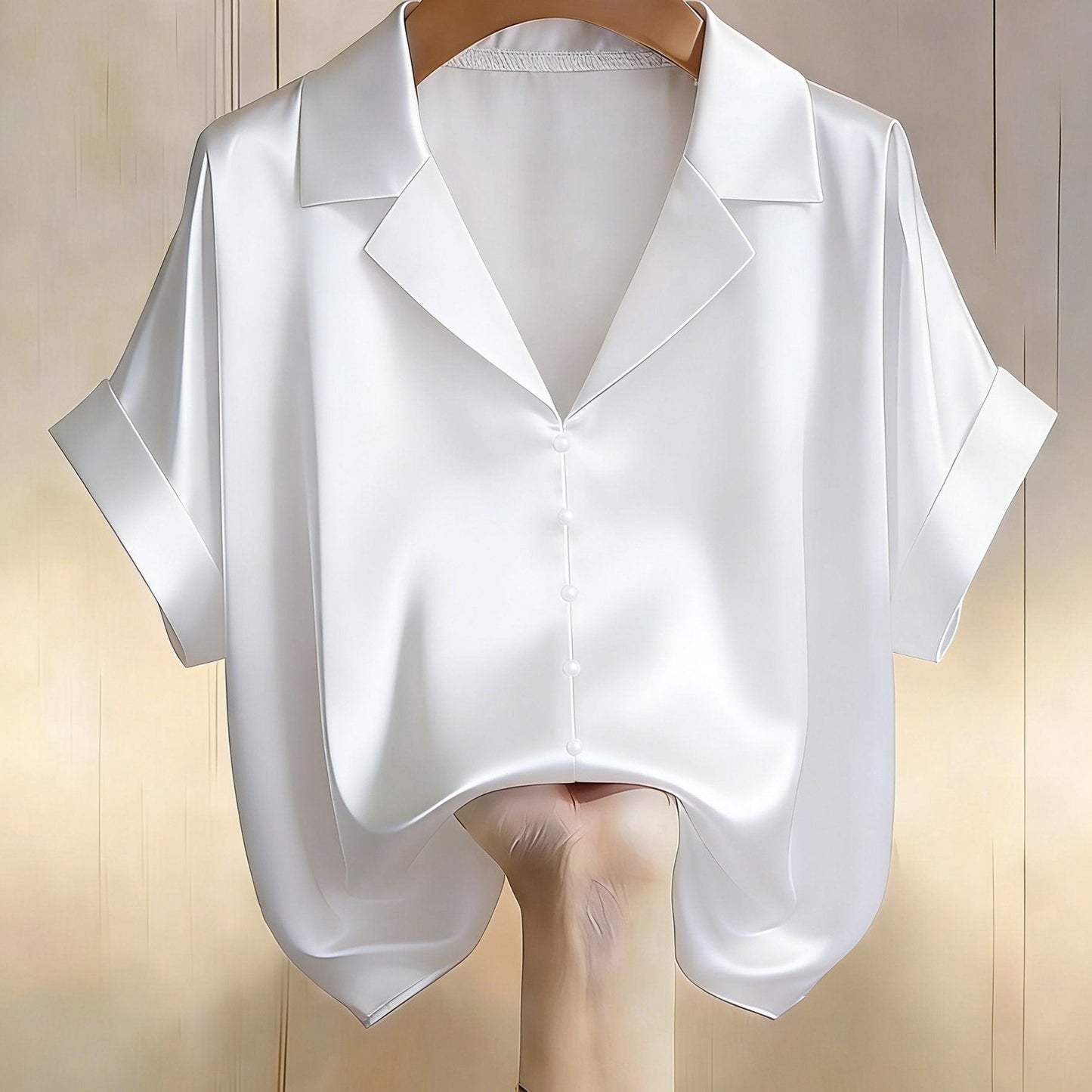 Damen Bluse Kurzarm mit Knopfleiste und klassischem Kragen – Eleganter Allrounder für Büro und Freizeit
