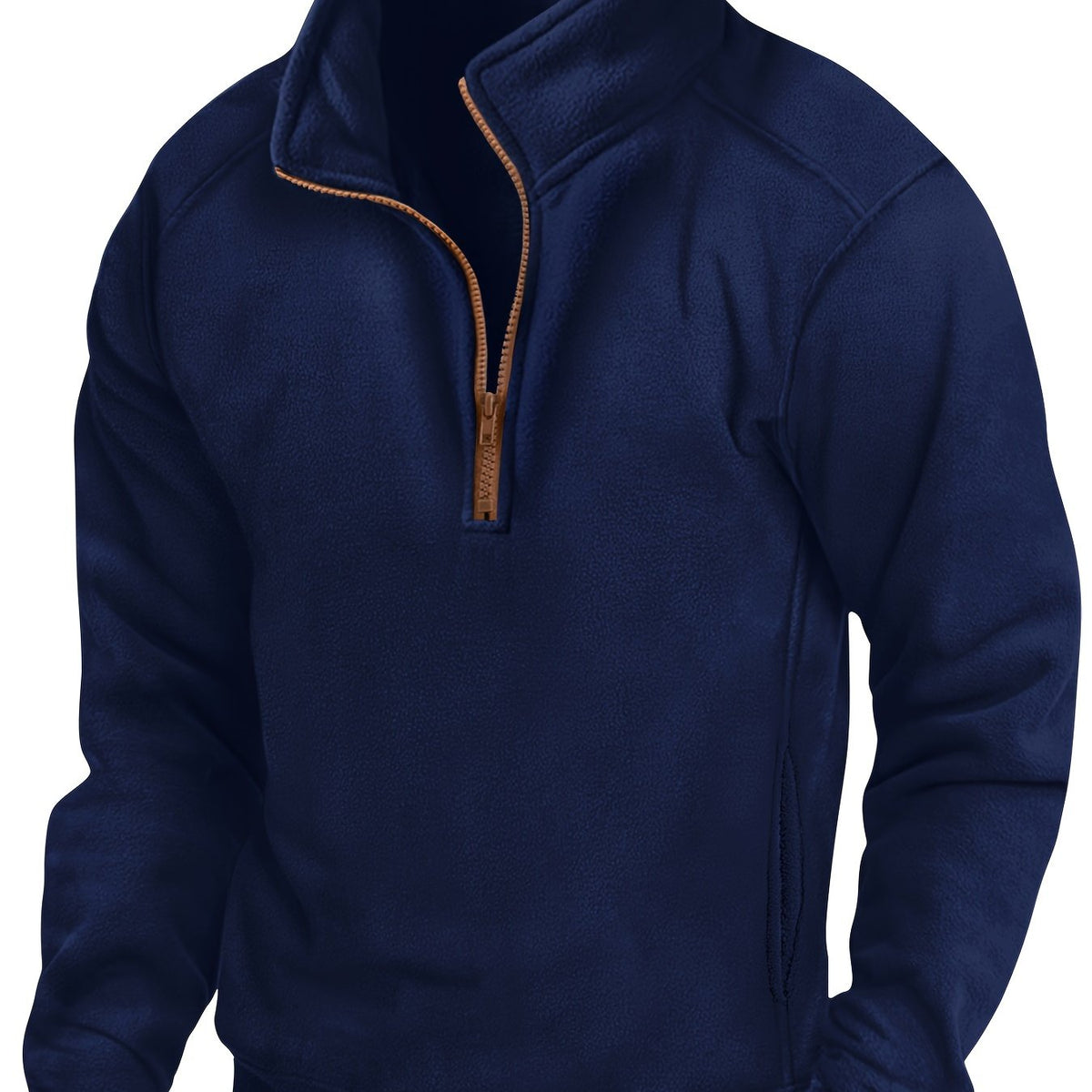 Fleece Pullover Herren mit Reißverschluss Stehkragen, Warm & Bequem