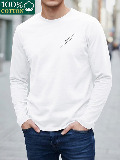 Herren Langarmshirt mit Motiv Rundhalsausschnitt in verschiedenen Farben