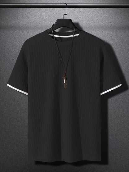 Herren T-Shirt mit Struktur, Modernes Kurzarm Basic, Freizeit & Urban Style