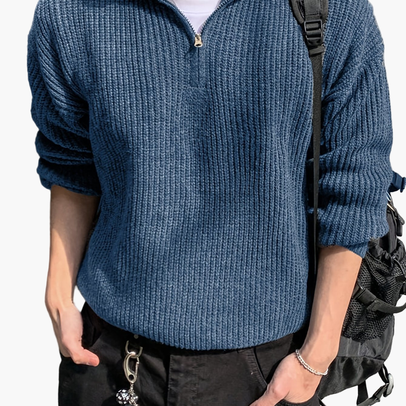 Herren Strickpullover mit Reißverschluss – Lässiger Freizeitstil für Frühling & Herbst