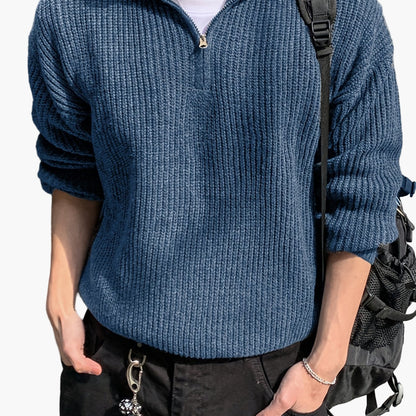 Herren Strickpullover mit Reißverschluss – Lässiger Freizeitstil für Frühling & Herbst