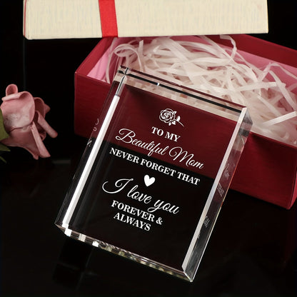 Muttertag Kristall Dekoration – Elegantes Acrylglas Geschenk für Frauen mit Gravur 'Für meine schöne Mama, ich liebe dich für immer' – Stilvolles Andenken für Zuhause