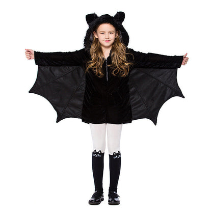 Mädchen-Kostüm „Fledermaus“ mit Kapuze – Verkleidung für Halloween, Karneval & Kinderfeste