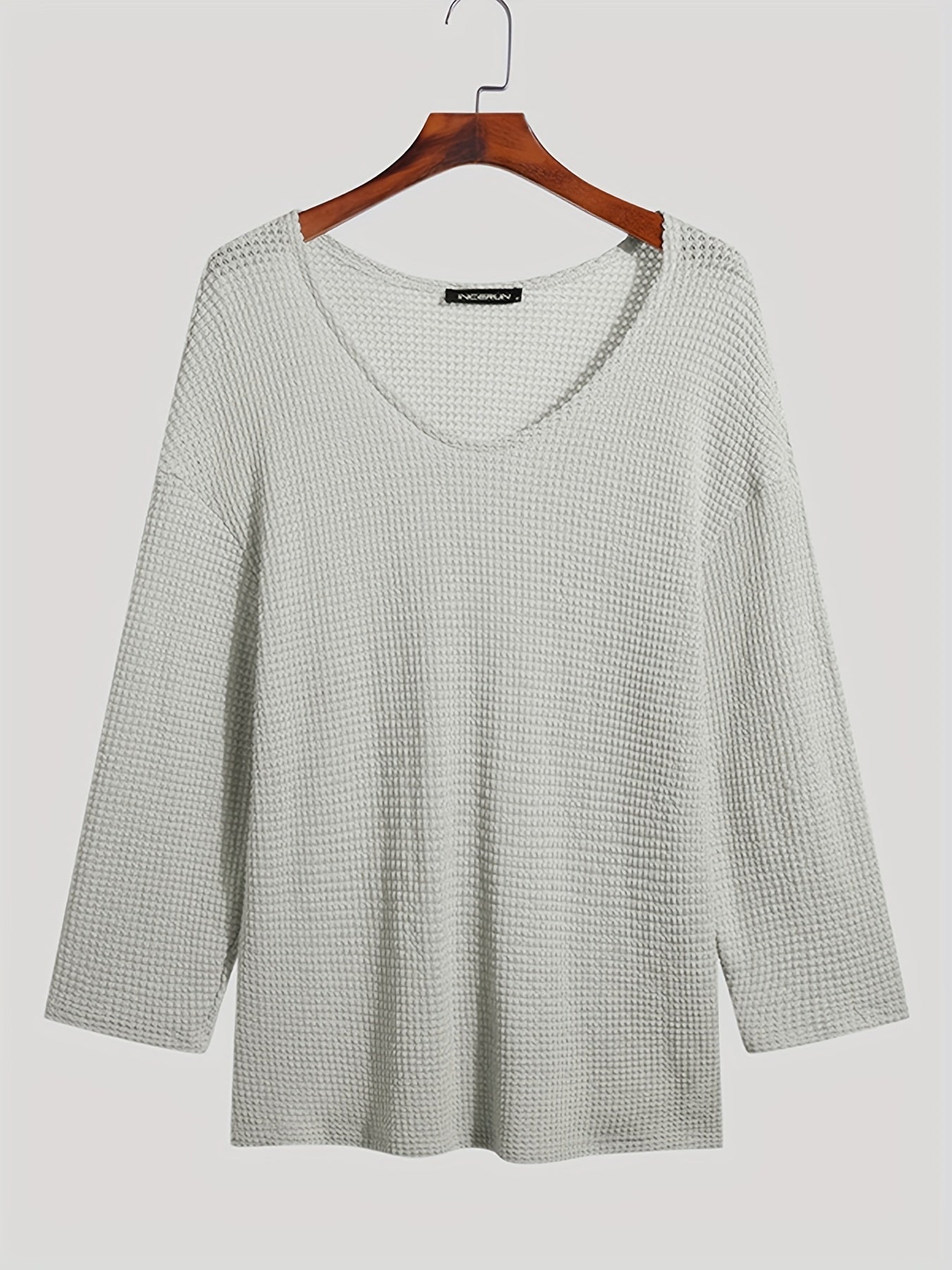 Herren Strickpullover V-Ausschnitt Lockerer Mesh-Look Freizeitpullover für Alltag und Urlaub