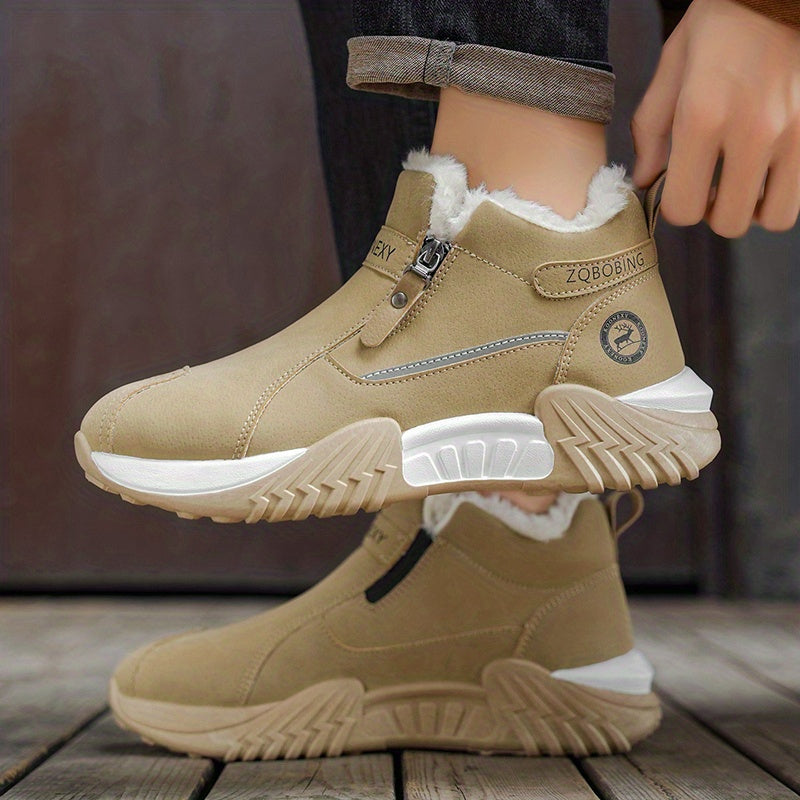 Unisex Winterstiefel gefüttert mit Reißverschluss, rutschfeste Sohle, Warmhaltende Schneeschuhe