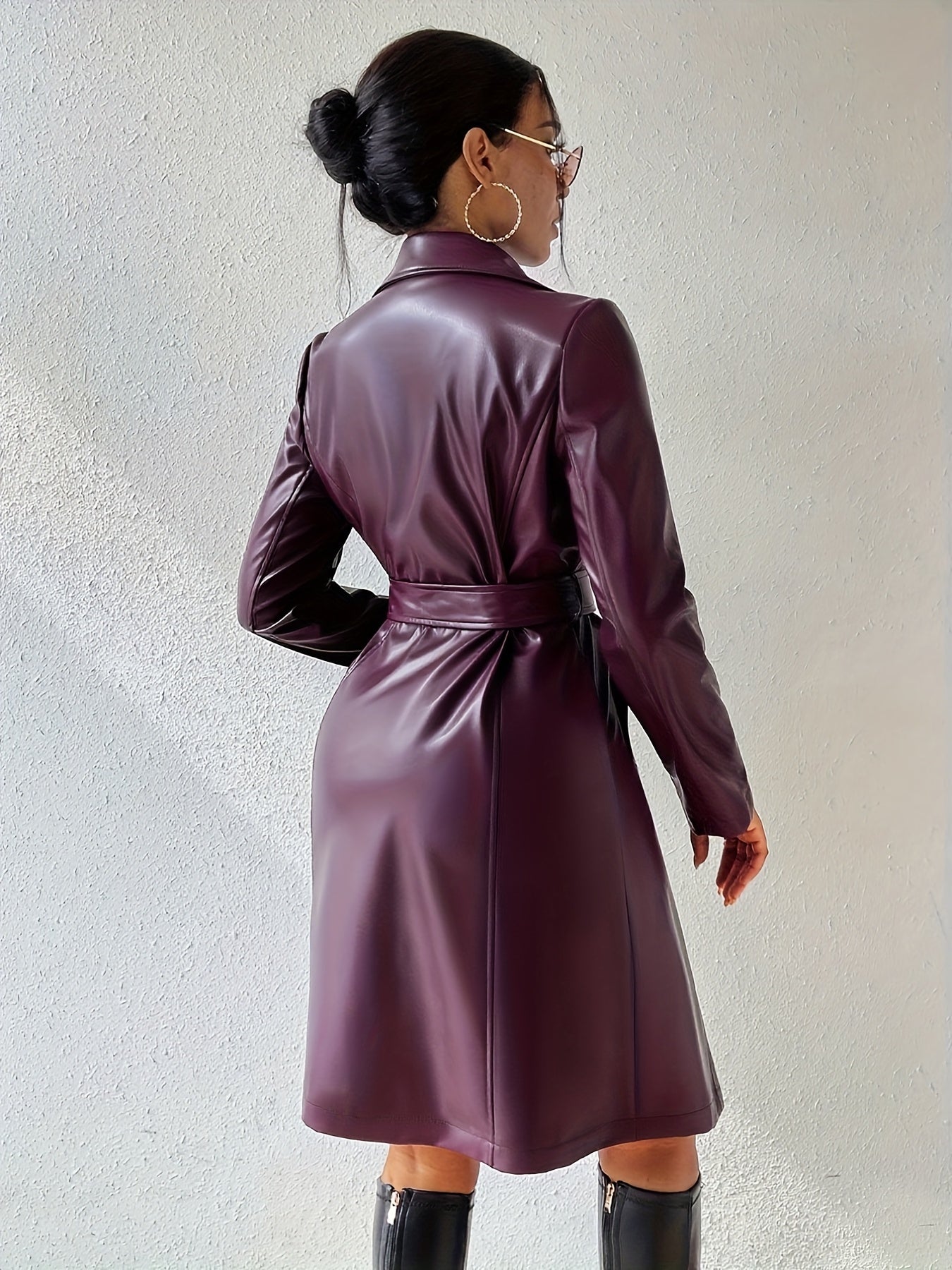 Damen Trenchcoat mit Bindegürtel, Kragen und langen Ärmeln