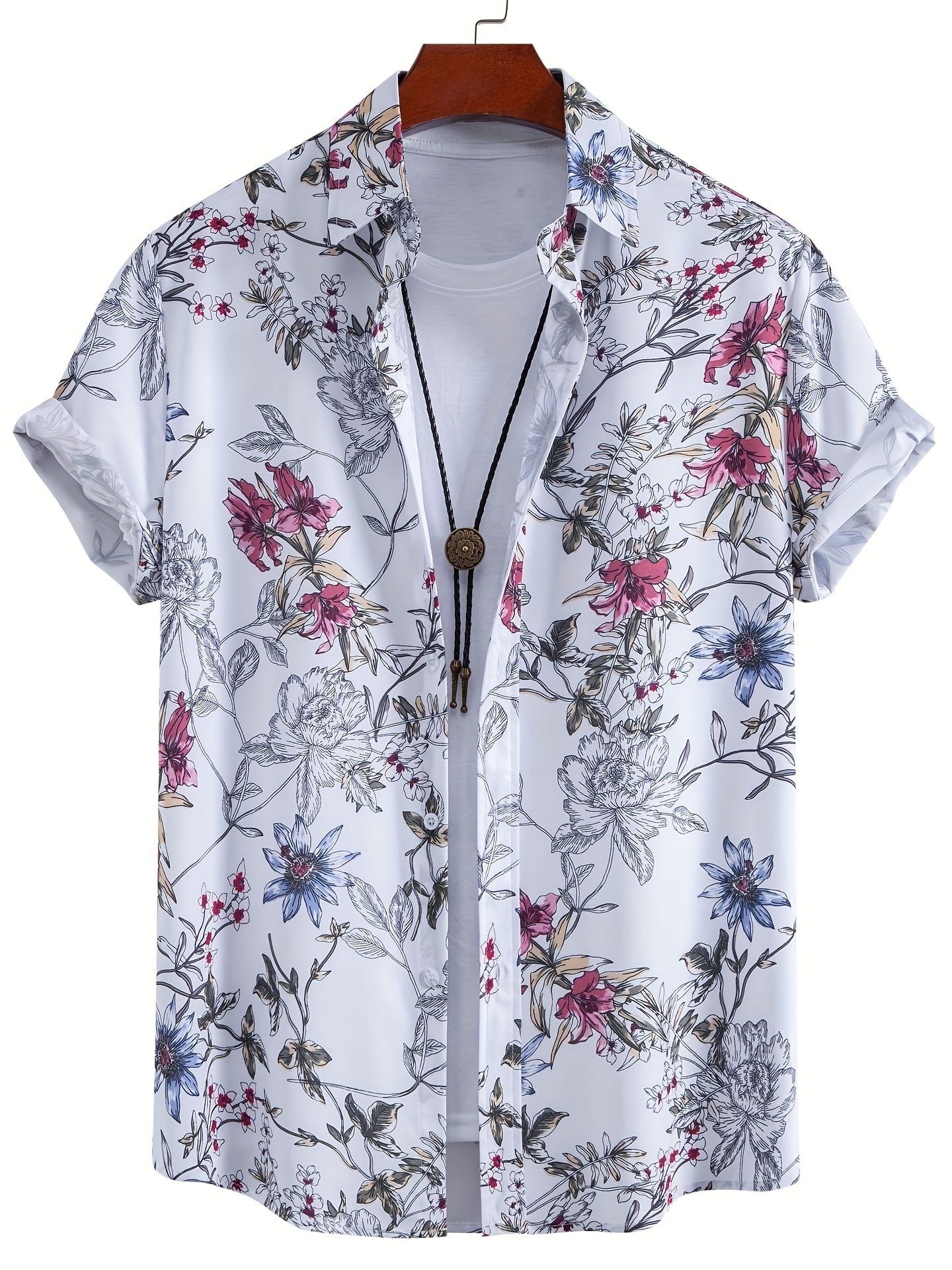 Herren Kurzarm Freizeithemd mit Muschel-Print – Modernes Urlaubshemd für Strand und Sommer