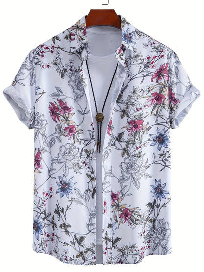 Herren Kurzarm Freizeithemd mit Muschel-Print – Modernes Urlaubshemd für Strand und Sommer