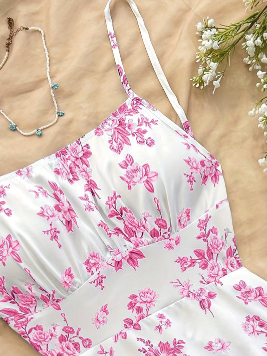 Damen Sommerkleid mit floralen Prints – Elegantes Trägerkleid für Alltag und besondere Anlässe