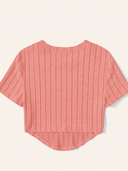 Damen Kurzarm-Ripptop im Casual-Look – Perfekt für Freizeit und Alltag