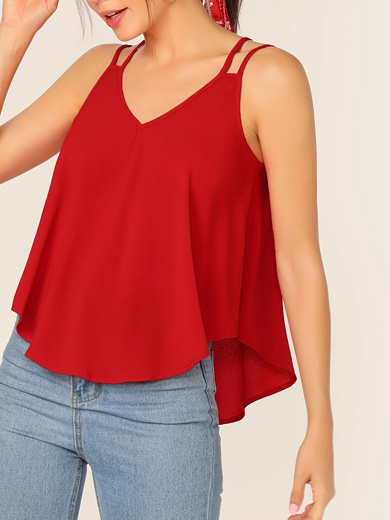 Damen Spaghettiträger Top mit lockerem Schnitt und modernem Design