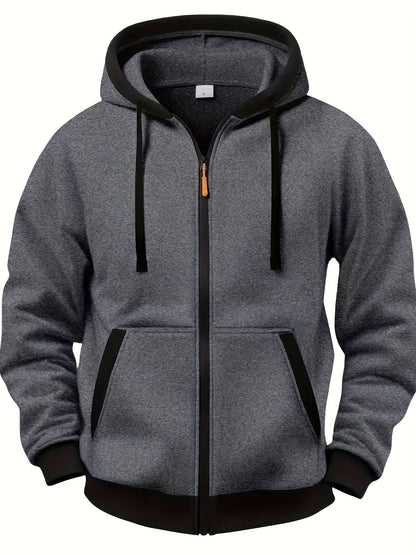 Unisex Kapuzenjacke mit Reißverschluss, kontrastierender Kapuze und Bündchen, seitliche Taschen