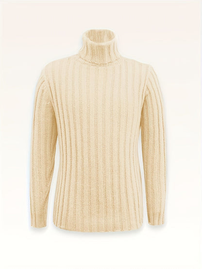 Herren Rollkragenpullover, grob gestrickt, Rippmuster, Schwarz