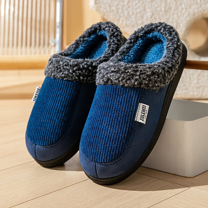Unisex Winterhausschuhe gerippt mit weichem Futter Grau