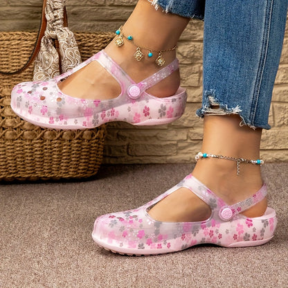Damen Bequeme Freizeit Mary Jane Schuhe mit Blumenmuster – Alltag & Urlaub