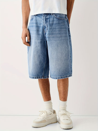 Herren Loose Fit Jeans-Bermuda Shorts – Lässiger Streetwear-Style für Alltag & Freizeit
