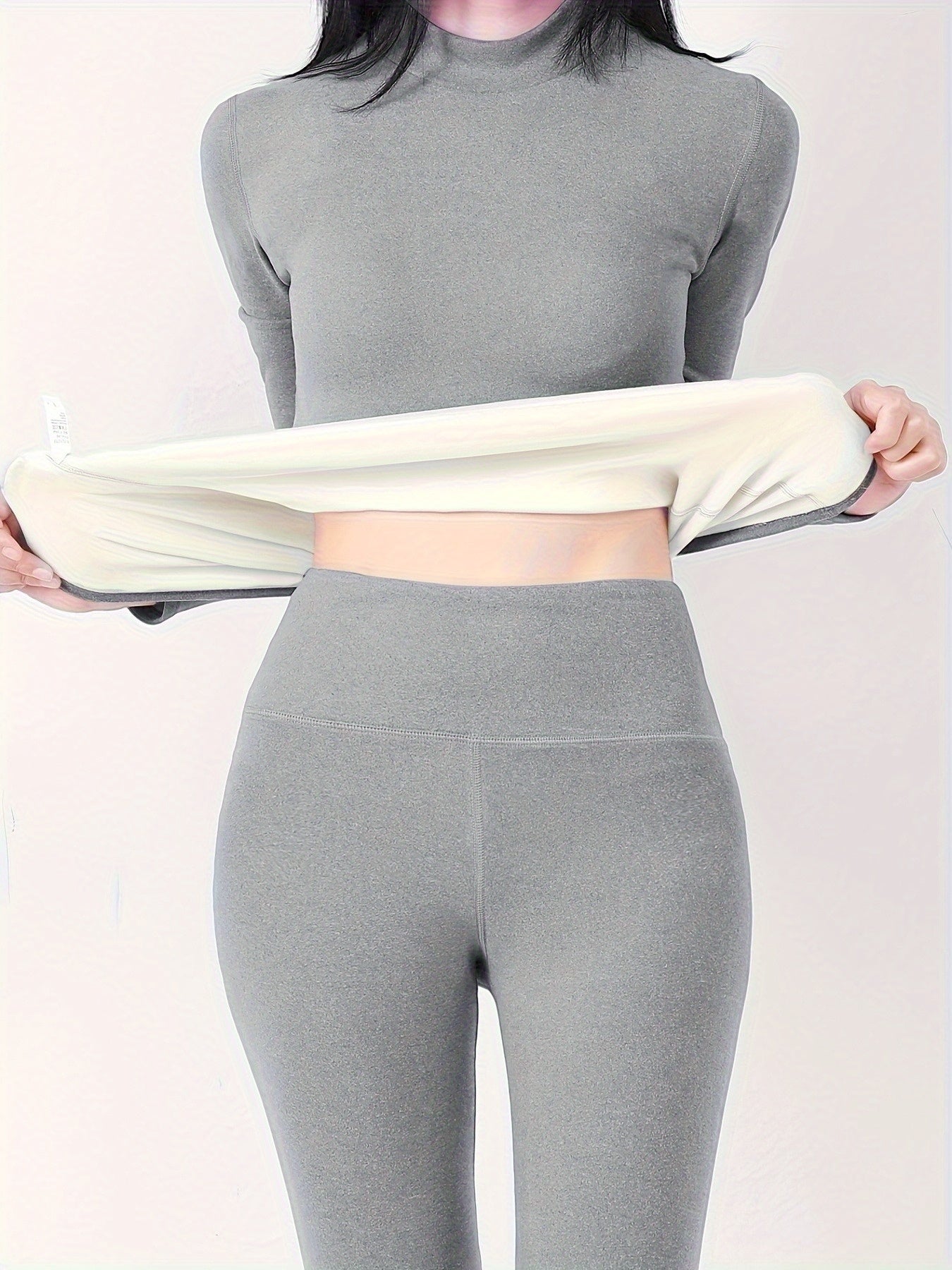 Damen Thermo-Unterwäsche Set Langarmshirt Rollkragen & Leggings gefüttert