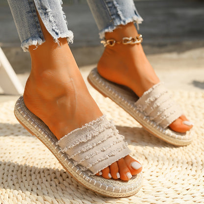 Damen Boho Espadrille-Style Slide Sandalen für Sommer & Freizeit