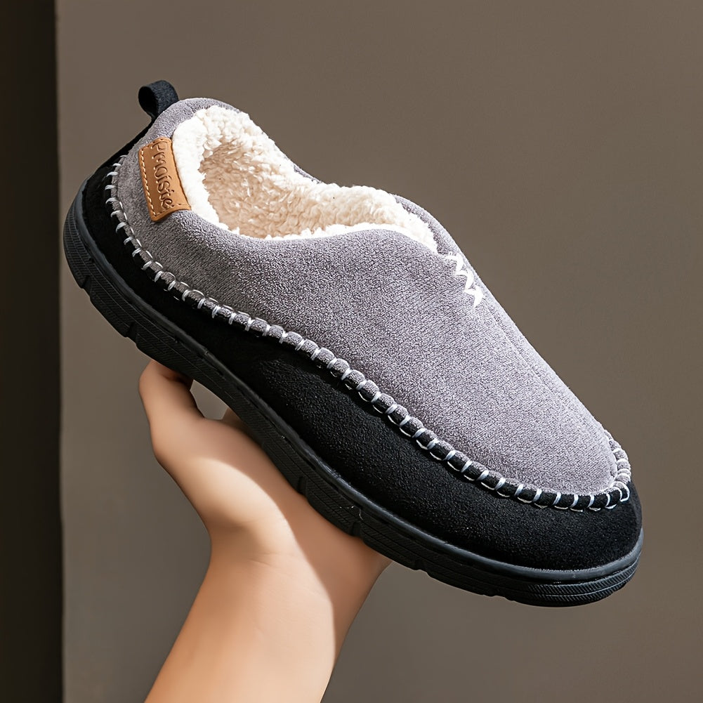 Herren Pantoffeln mit warmem Futter – Braun, Schwarz, Grau, Mokassin-Stil