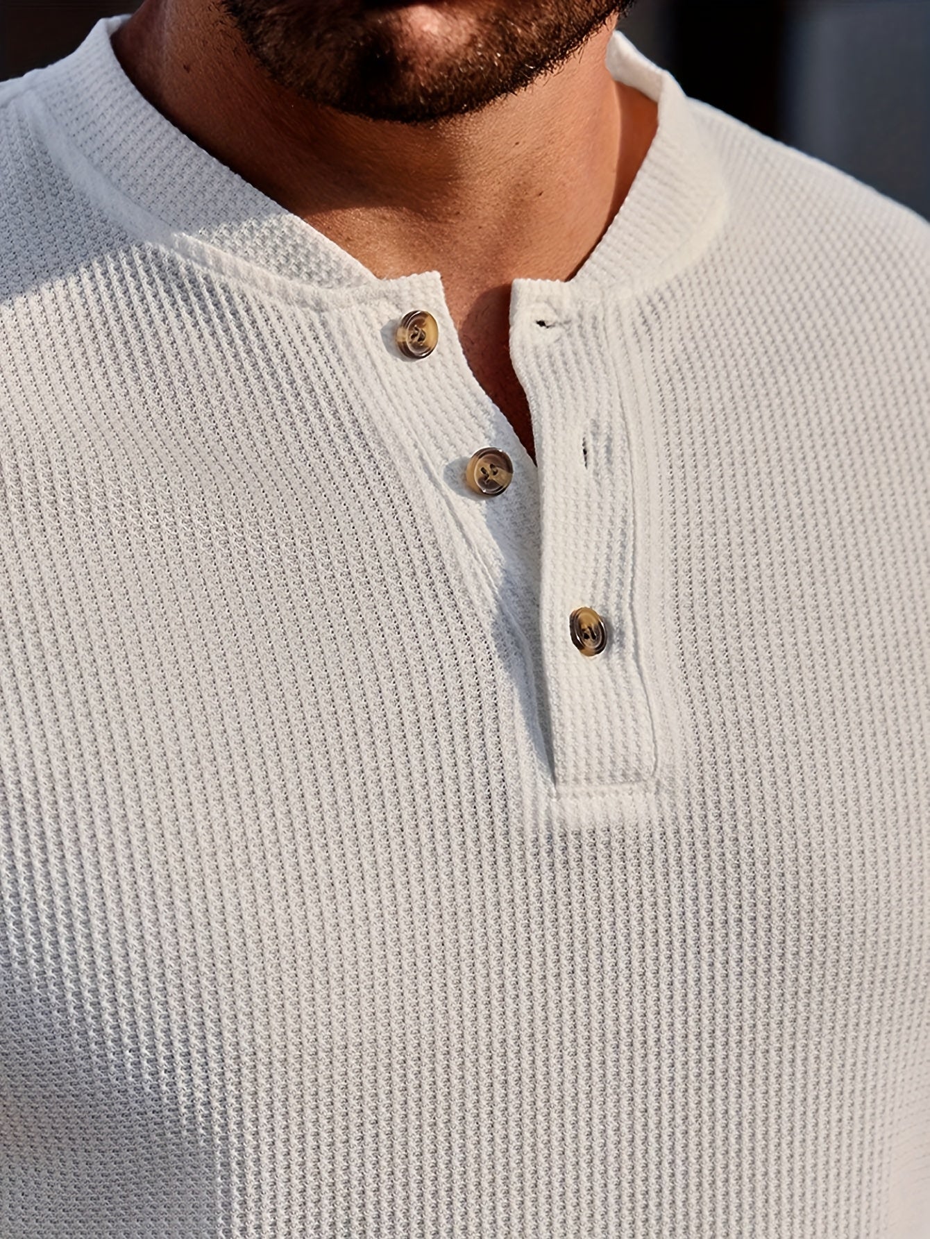 Herren Henley T-Shirt Kurzarm im modernen Strick-Look für Freizeit und Alltag