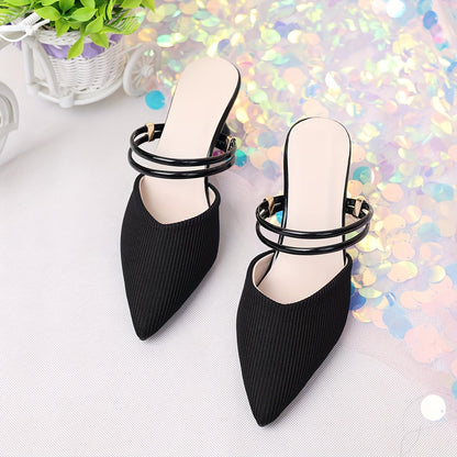 Damen Elegante Spitz-Mules mit Doppelriemen – Stilvolle Schuhe für Business & Abend
