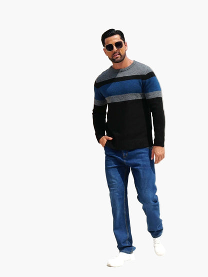 Herren Pullover mit Streifenmuster – Lässiger Strickpullover für Alltag und Freizeit