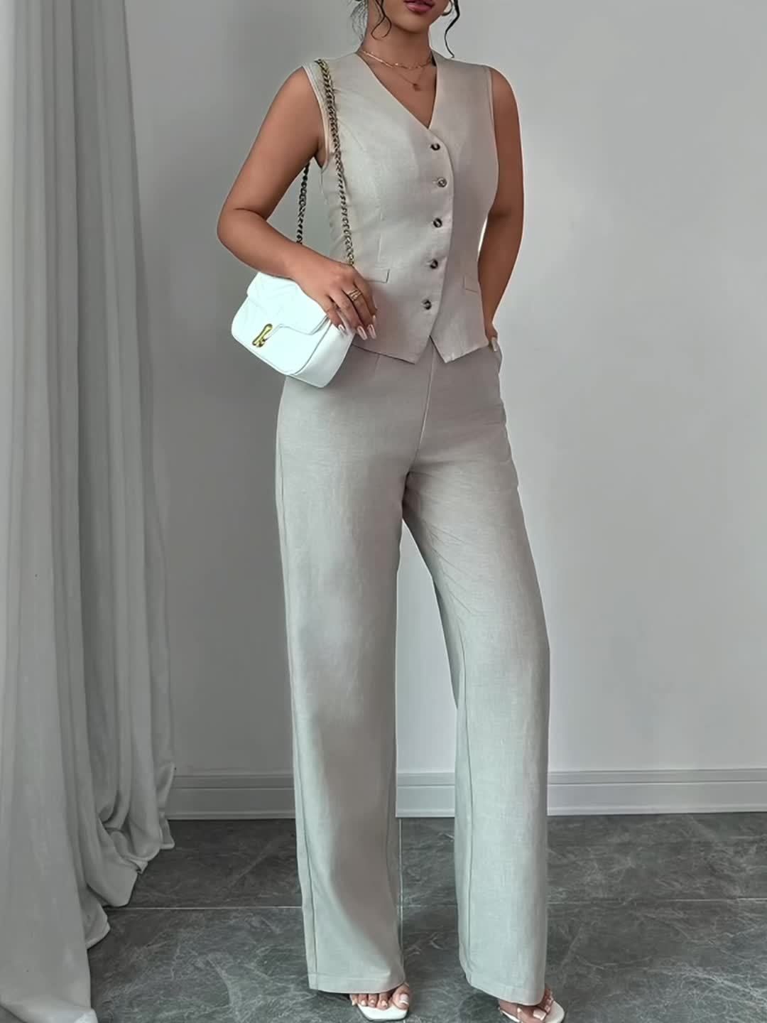 Damen Business Anzug Zweiteiler – Eleganter Büro Look mit Weste und Hose