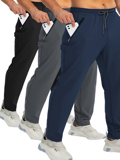 Herren Jogginghose Set – Sportliche Freizeithosen mit Reißverschlusstaschen für Alltag und Training