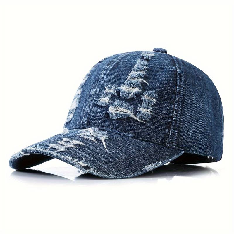 Baseball Cap im Distressed-Look aus Denim