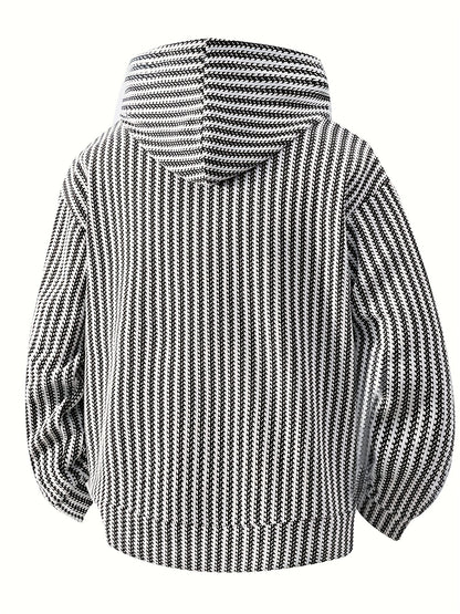 Hoodie mit Kapuze und Kängurutasche – Gerippter Strukturstoff